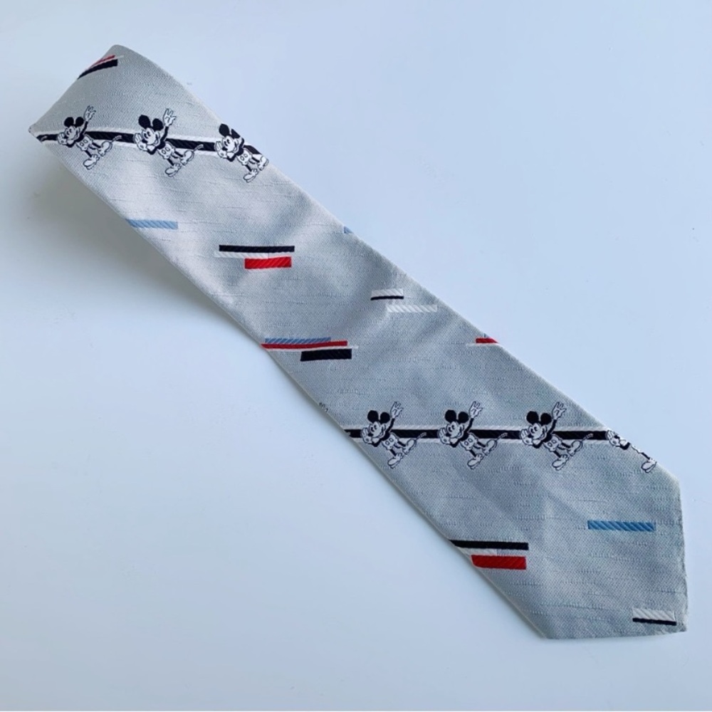 Vintage Cervantes Gray Tie with Mickey Mouse Design